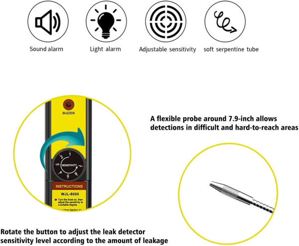 Freon Leak Detector Halogen Gas Sniffer Refrigerant AC Leak Tester R22 R410A R134A R1234YF