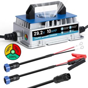 CMTOOL 24V 10A LiFePO4 Smart Battery Charger with IP67 Housing & 0V Wake-Up