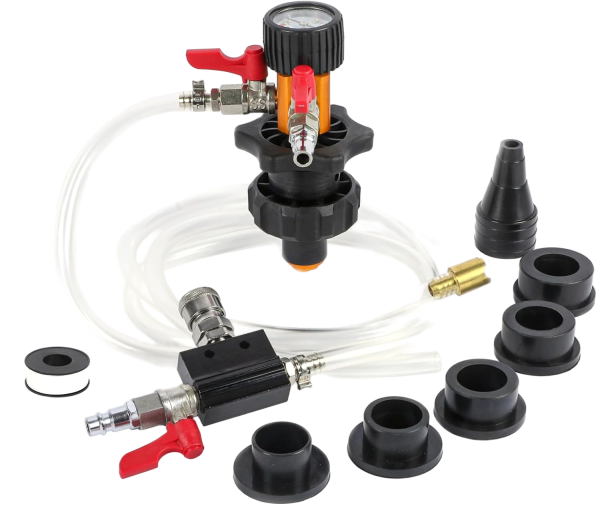 MR CARTOOL Coolant Vacuum Refill Tool Kit with Pressure Gauge, 5 Adapters & Air Connectors for Radiator and Heater Core