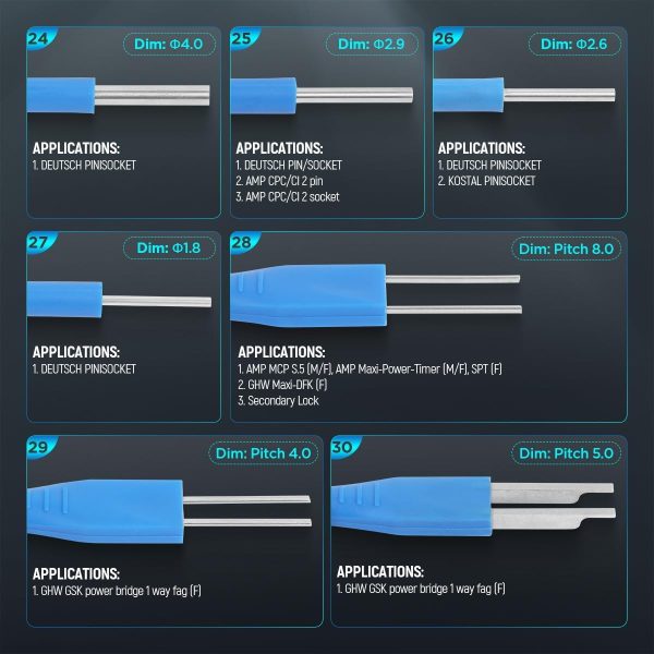 CMTOOL Terminal Removal Tool Kit 30PCS Terminal Ejector Kit, Upgraded Depinning Tool Automotive Electrical Pin Removal Tool, Car Pin Extractor