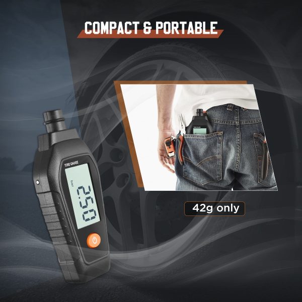 Digital Tyre Pressure Gauge 7.5~99PSI Tyre Depth Gauge Thread Checker 0~15mm