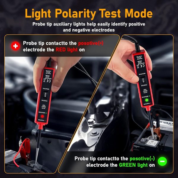 Power Circuit Probe Tester, 6-24V DC Automotive Test Light 12 Volt with 13 ft Leads Circuit Tester Breake Finder for Continuity Testing for Car SUV Truck