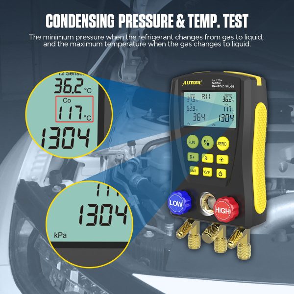 AUTOOL LM120+ Refrigerant Gauges Digital Hvac Gauges
