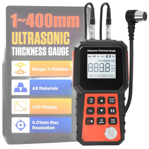 CMTOOL Ultrasonic Thickness Gauge with 2.4-Inch LCD – 1-400 mm