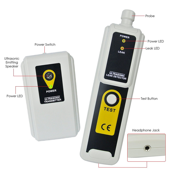 Ultrasonic Vacuum Leakage Detector for HVAC & Automotive, Pressure Transmitter Finder 40KHz Air Gas Leak Monitor