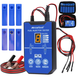 MRCARTOOL 12V/5V Fuel Injector Tester with 8 Pulse Modes & 6 Adapters