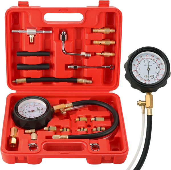 0-140PSI Fuel Pressure Gauge Kit | Fuel Injection Pump Pressure Tester Gauge Kit, TU-114 Oil Pressure Tester Tool for Motorcycles Cars Trucks