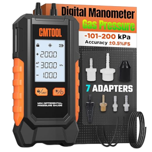 CMTOOL Digital Manometer with Dual Ports & 29-Group Storage – -100-200 kPa