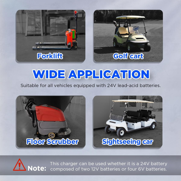 CMTOOL 24V 20A Smart Forklift Battery Charger – Fully Automatic Lead-Acid Charger with LCD Display for Pallet Jack, Floor Scrubber & Golf Cart