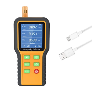 CMTOOL 5-in-1 Air Quality Monitor for CO2, HCHO and TVOC with USB Charging