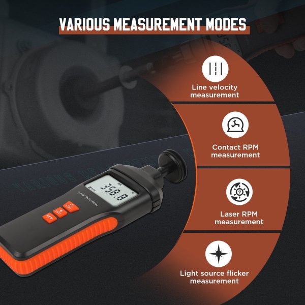 CMTOOL RPM Meter Digital Tachometer, 9.0-99999 RPM Gauge Kit, Handheld Contact and Non Contact Tachometer, High Precision