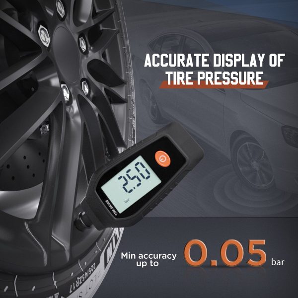 Digital Tyre Pressure Gauge 7.5~99PSI Tyre Depth Gauge Thread Checker 0~15mm