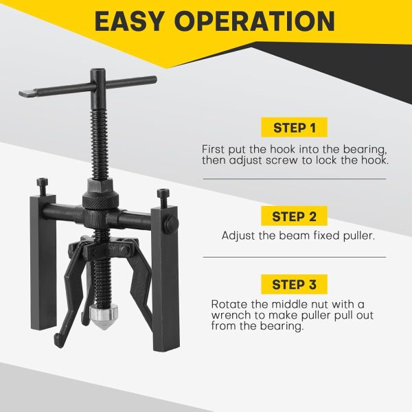 3 Jaw Inner Bearing Puller Set | Blind Bearing Puller Set, Bushing Gear Extractor Wheel Bearing Puller Kit - Heavy Duty Pilot Gear Extractor for Motorcycle, Car, and SUV