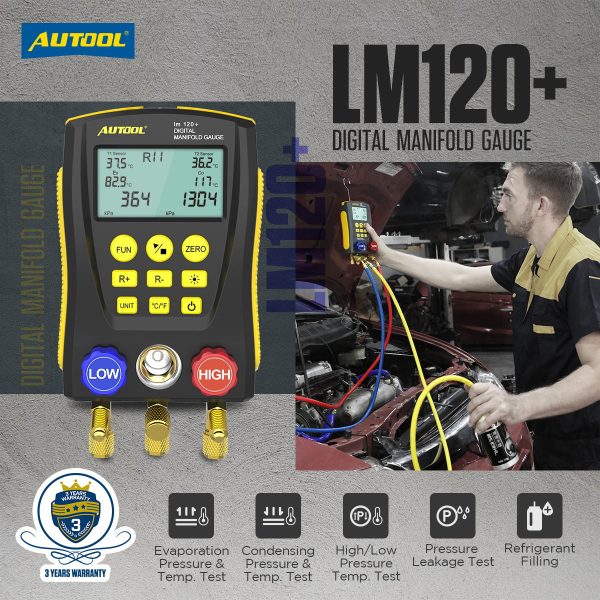 AUTOOL LM120+ Refrigerant Gauges Digital Hvac Gauges