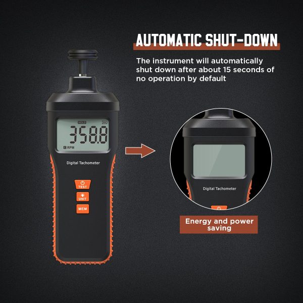 CMTOOL RPM Meter Digital Tachometer, 9.0-99999 RPM Gauge Kit, Handheld Contact and Non Contact Tachometer, High Precision