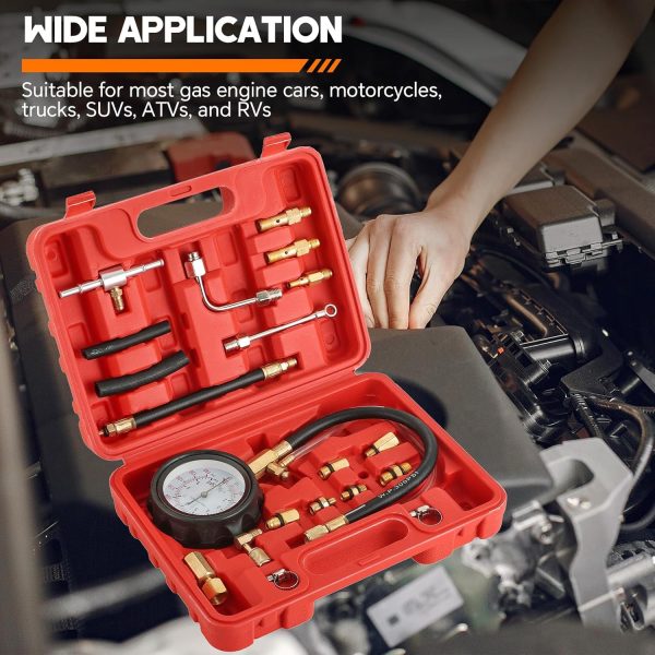 0-140PSI Fuel Pressure Gauge Kit | Fuel Injection Pump Pressure Tester Gauge Kit, TU-114 Oil Pressure Tester Tool for Motorcycles Cars Trucks