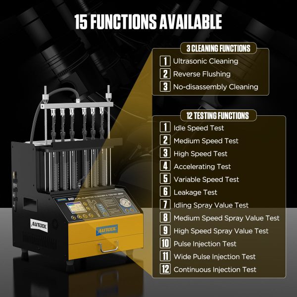 AUTOOL Automotive 6-Cylinder EFI,FSI,GDI Fuel Injector Cleaning Machine