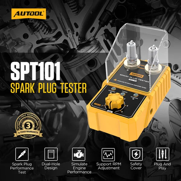 AUTOOL SPT101 Dual-Socket Spark Plug Tester, Up to 6000 RPM