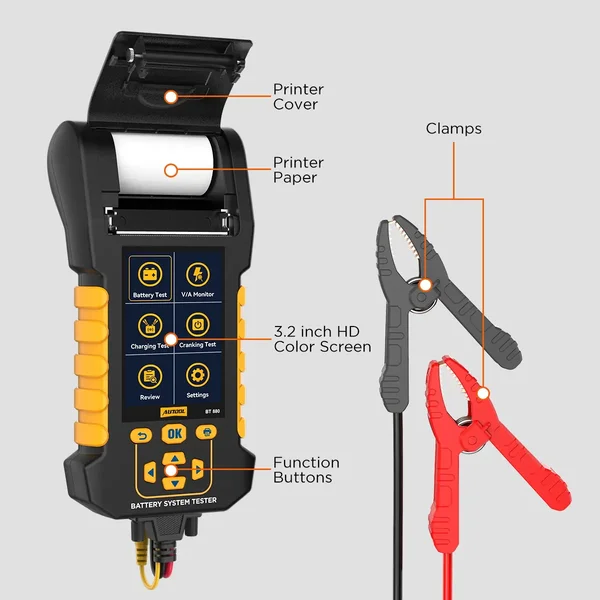 AUTOOL BT880 Automotive Battery Tester with Leakage Monitoring