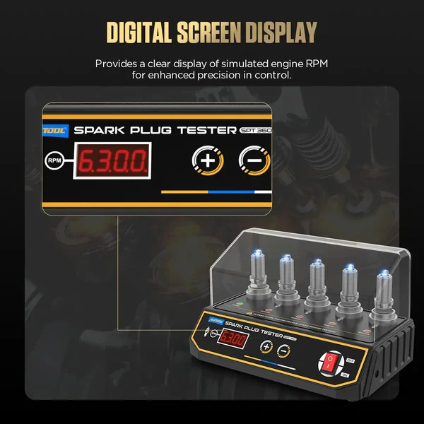 AUTOOL SPT360 5-Socket Digital Spark Plug Tester, 200–9000 RPM