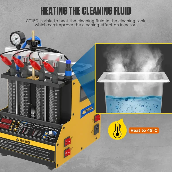 AUTOOL CT160 4-Cylinder Heated Fuel Injector Cleaner and Tester