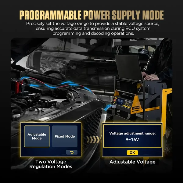 AUTOOL EM385 ECU Programming Power Supply & LiFePO4/Lead-Acid Battery Charger
