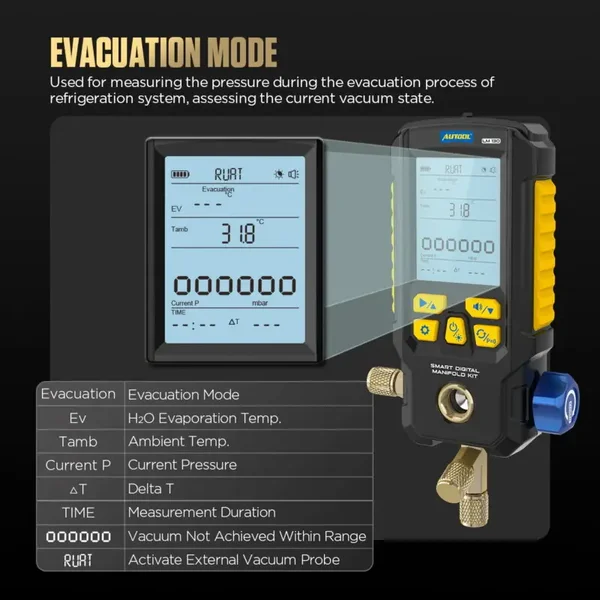 AUTOOL LM130 Smart Digital Manifold Kit with Filling Window