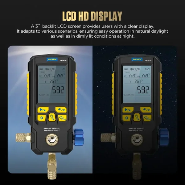 AUTOOL LM130 Smart Digital Manifold Kit with Filling Window