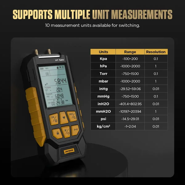 AUTOOL PT520 Dual-Port Differential Pressure Gauge