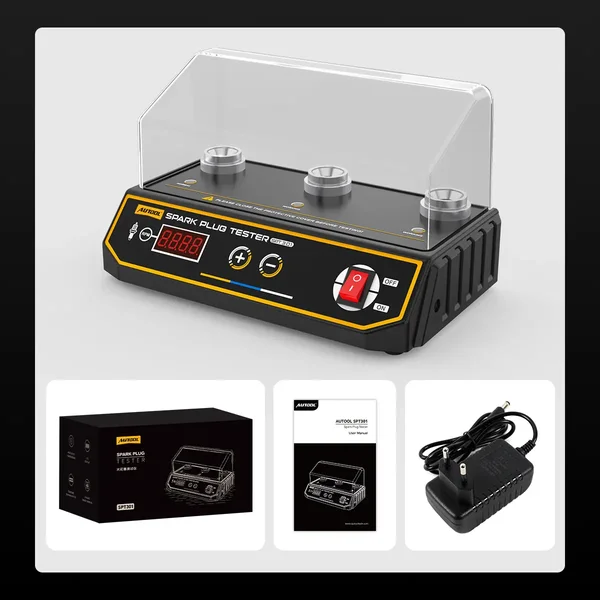 AUTOOL SPT301 3-Socket Digital Spark Plug Tester, 200–9000 RPM