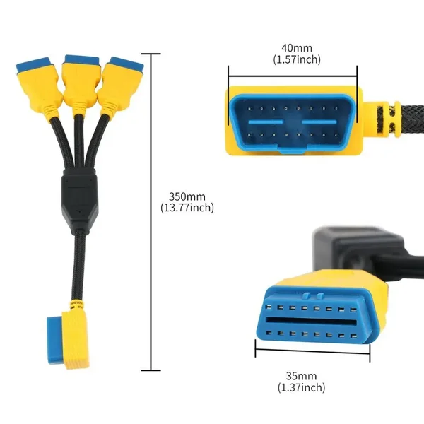 AUTOOL 35cm Braided 1-to-3 OBD2 Splitter Cable