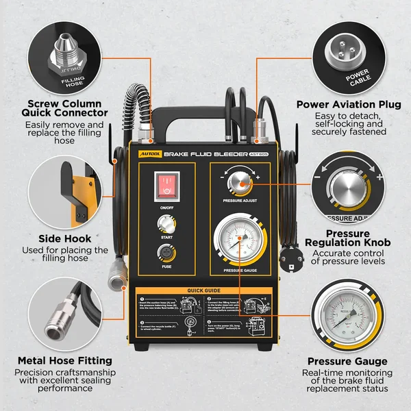 AUTOOL AST605 Pneumatic Pulsating Brake Fluid Exchanger with 3 Connectors