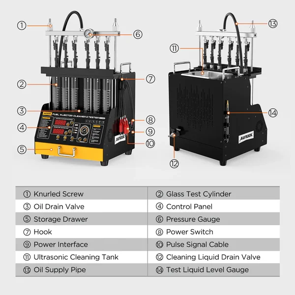 AUTOOL CT450 6-Cylinder Heated GDI/EFI/FSI Fuel Injector Cleaner and Tester