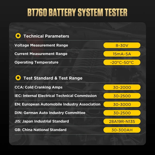 AUTOOL BT760 Automotive Battery Tester with Thermal Printer