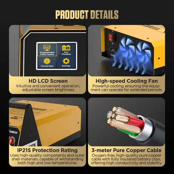 AUTOOL EM365 ECU Programming Power Supply & Lead-Acid Battery Charger with 400A Forced Start