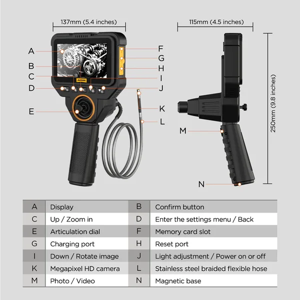 AUTOOL V83 5 mm Four-Way Articulating Borescope