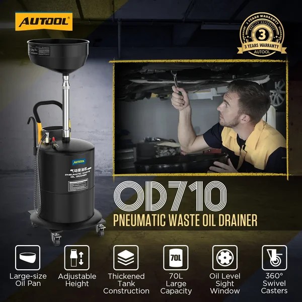 AUTOOL OD710 70 L Pneumatic Waste Oil Drainer with 20 L Catch Pan