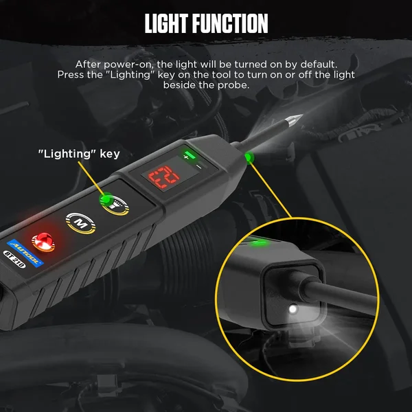 AUTOOL BT210 9–30V Digital Automotive Circuit Tester with Temperature Mode