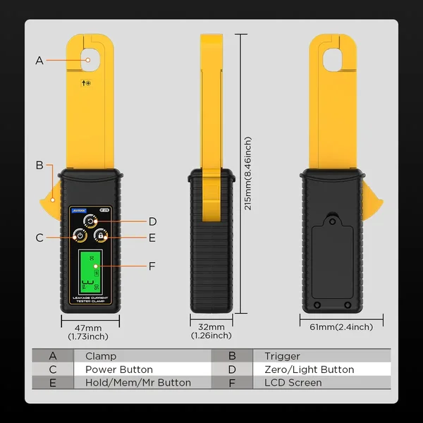AUTOOL BT270 Automotive Leakage Current Clamp Meter – 0mA-60A AC/DC