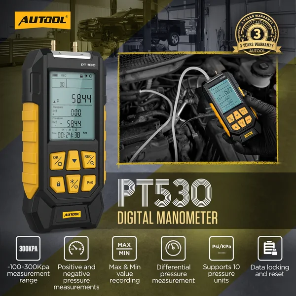 AUTOOL PT530 Dual-Port Pressure & Vacuum Tester