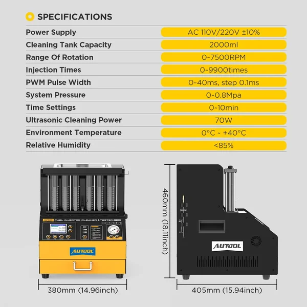 AUTOOL CT500 6-Cylinder GDI/EFI/FSI Fuel Injector Cleaner and Tester