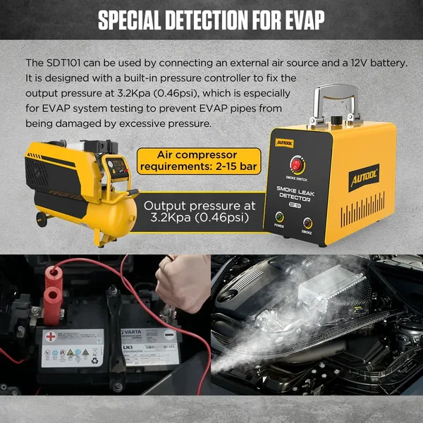 AUTOOL SDT101 Low-Pressure EVAP Smoke Machine with Fixed 0.46 psi Output