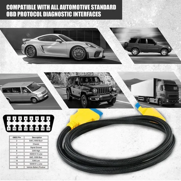 AUTOOL 150cm Braided OBD2 Extension Cable