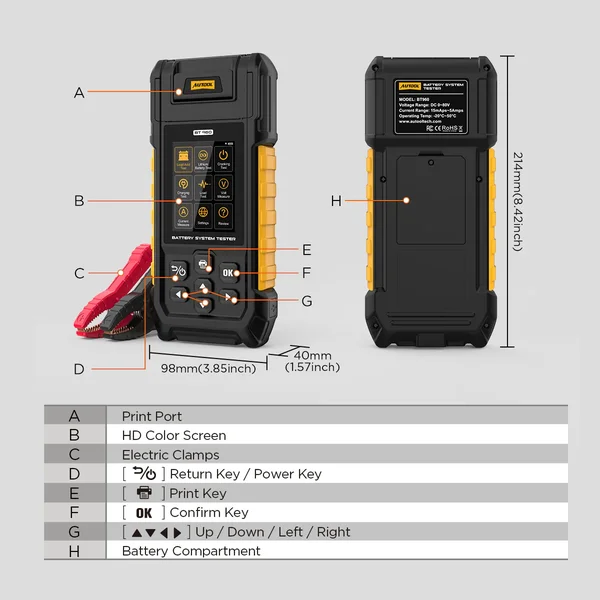 AUTOOL BT960 Lithium & Lead-Acid Automotive Battery Tester