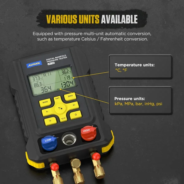 AUTOOL LM150 Digital Manifold Gauge with 93-Refrigerant Database