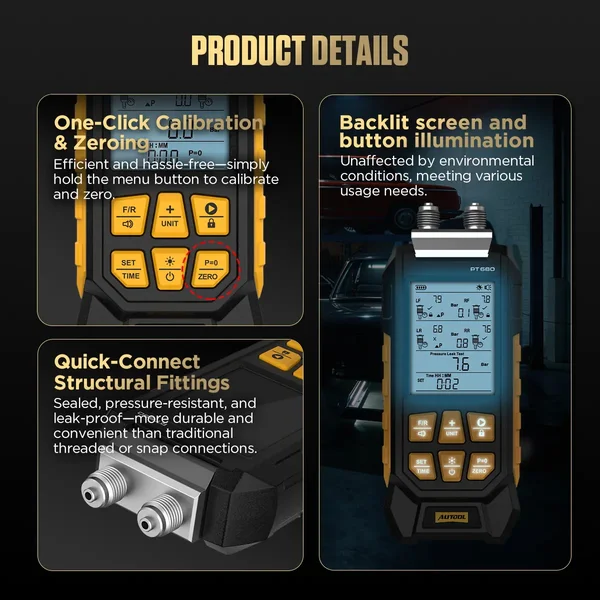 AUTOOL PT680 Dual-Channel Air Suspension Pressure Tester