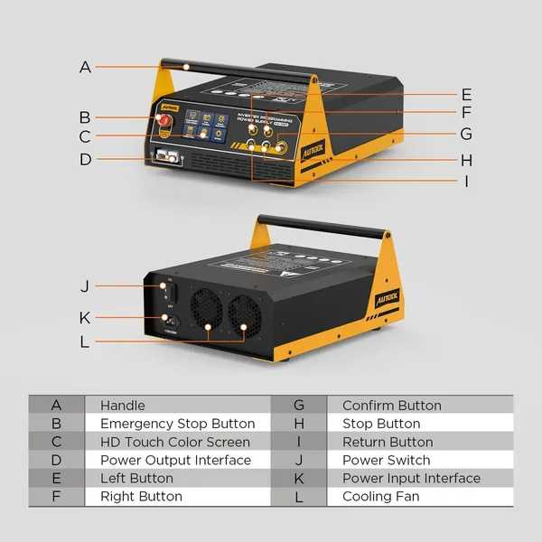 AUTOOL EM385 ECU Programming Power Supply & LiFePO4/Lead-Acid Battery Charger