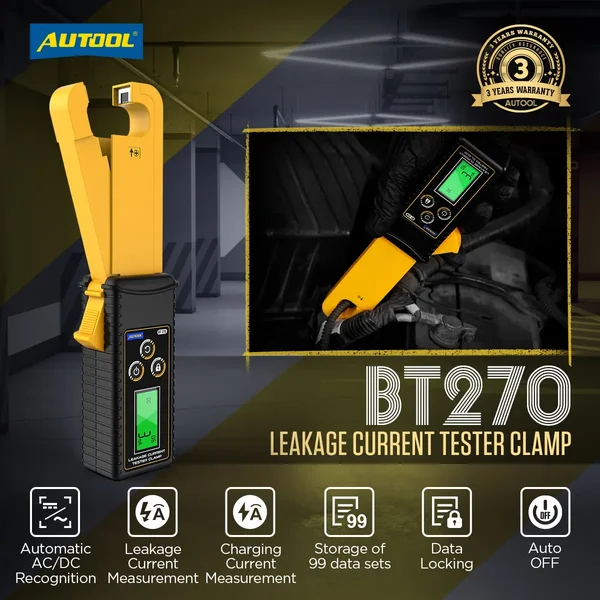 AUTOOL BT270 Automotive Leakage Current Clamp Meter – 0mA-60A AC/DC