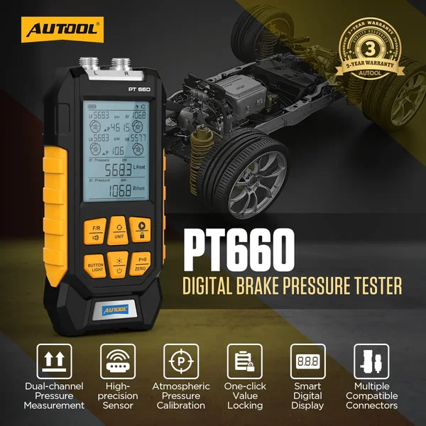 AUTOOL PT660 Dual-Channel Brake Pressure Tester