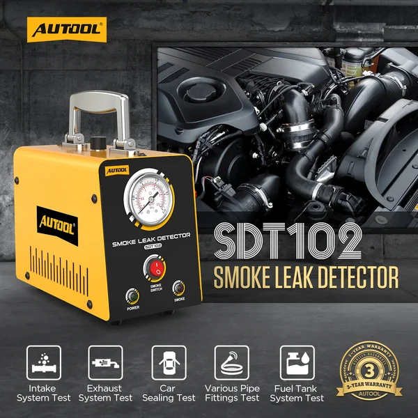 AUTOOL SDT102 Automotive Smoke Leak Detector with Built-In Air Pump & Pressure Gauge
